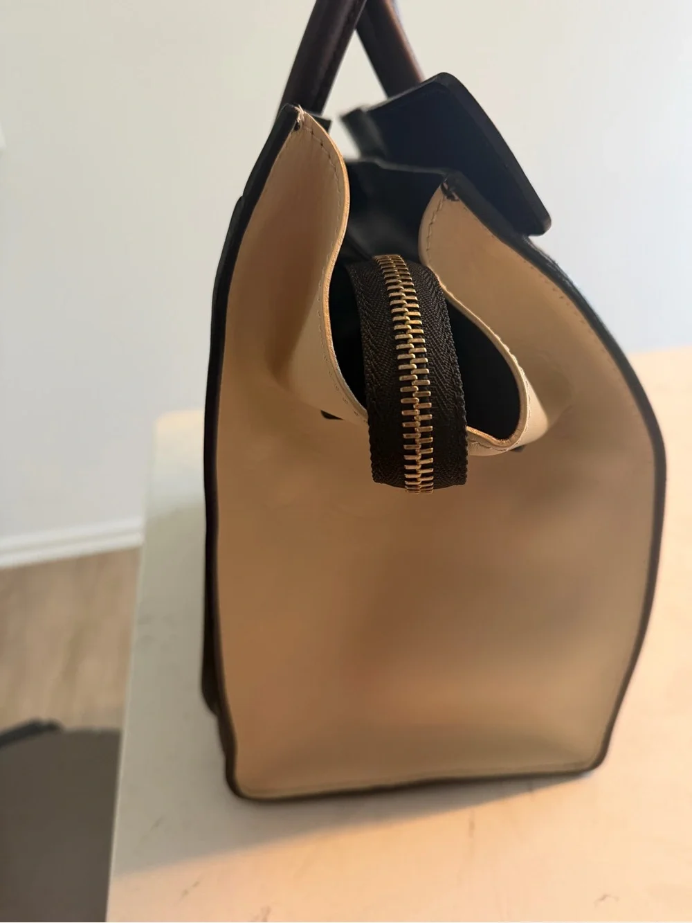 Celine Burgundy Leather Shoulder Bag with Black Trim